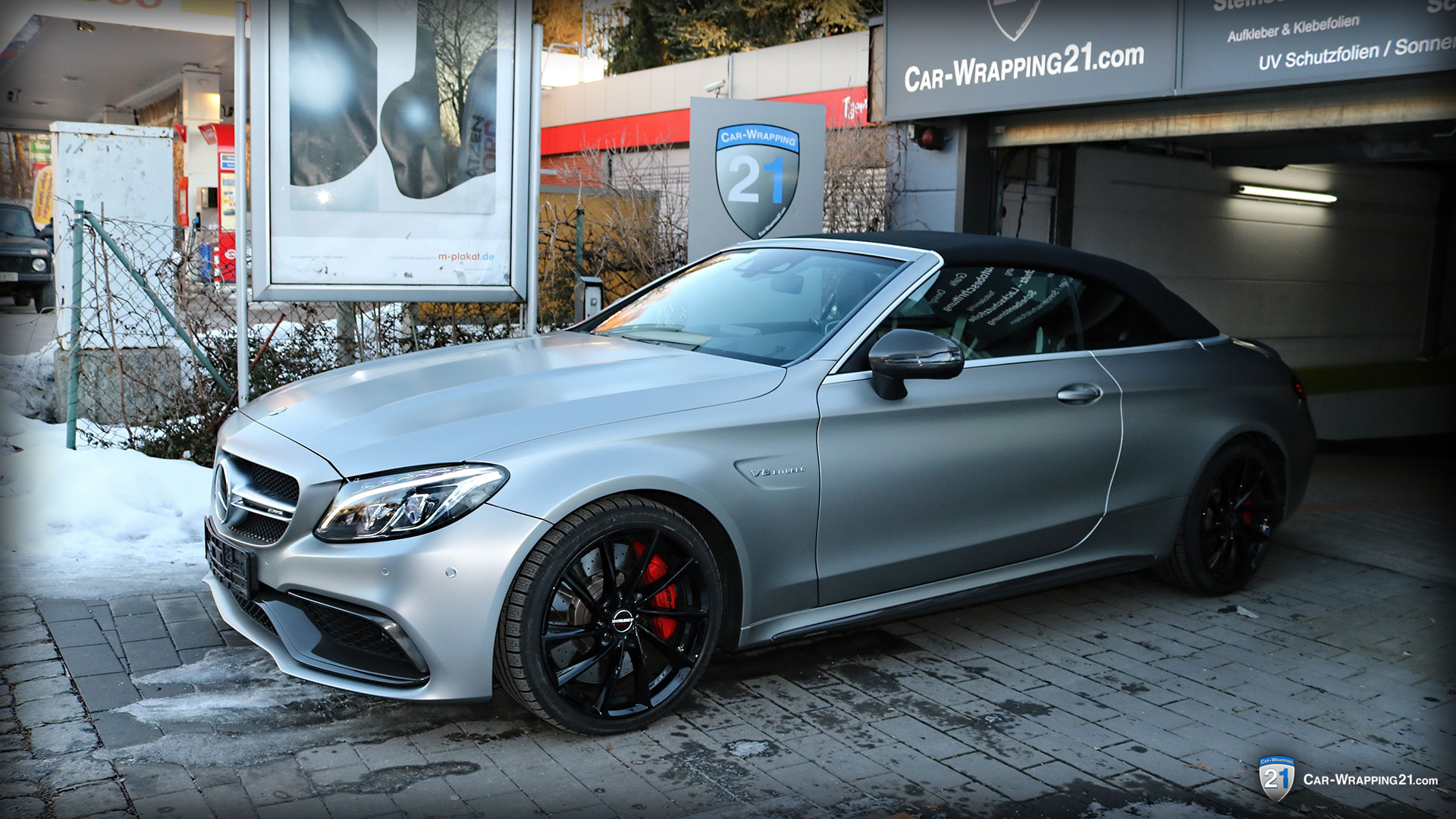 Mercedes-Benz-C63-Amg-Vollfolierung-mit-Einstiege-Avery Satin Metallic Light Grey V8-Coupe-2016